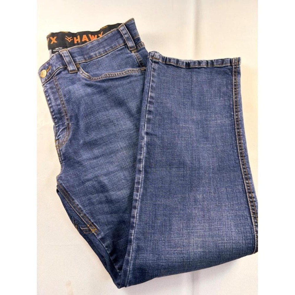 Hawx Work Gear Mens Straight Leg Denim Jeans 36x30‎ Gusseted Crotch Dark Wash